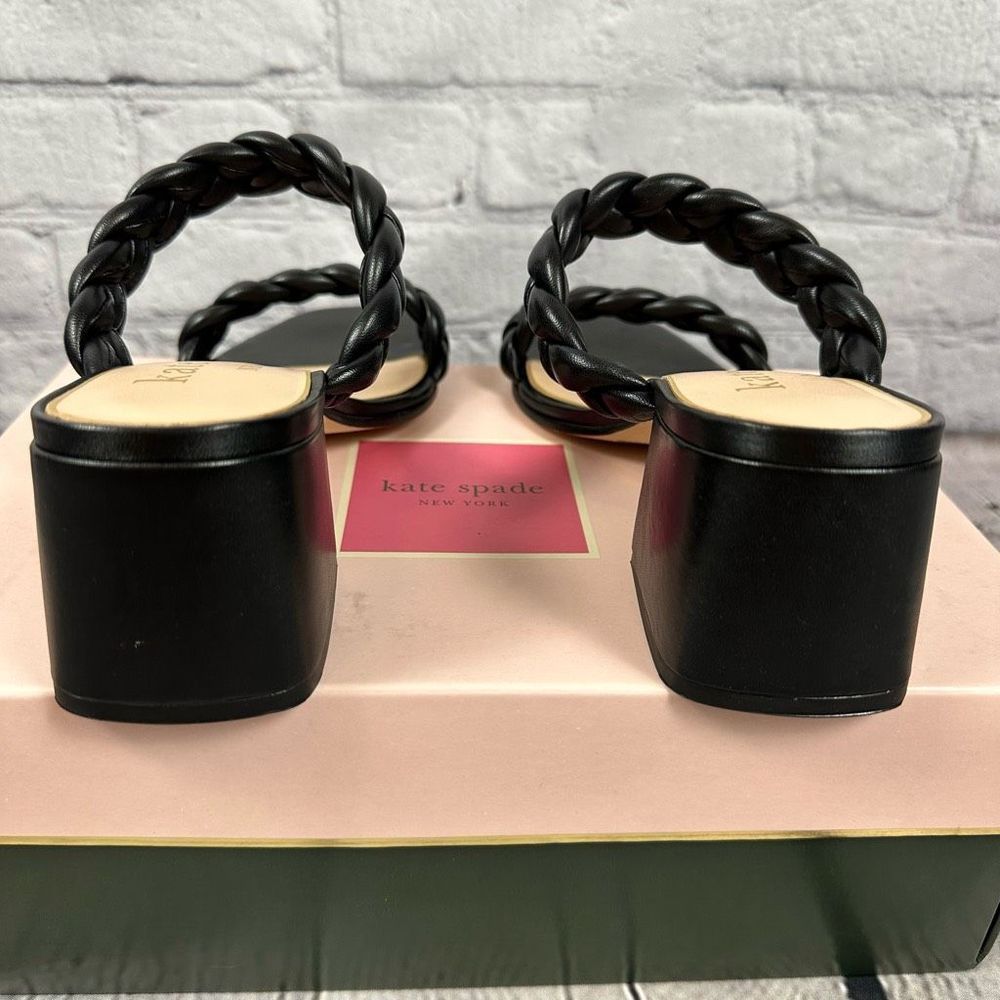 Kate Spade Women’s Juniper Puffy Braided Sandals Leather Slide Black 5.5 NEW - Picture 6 of 6